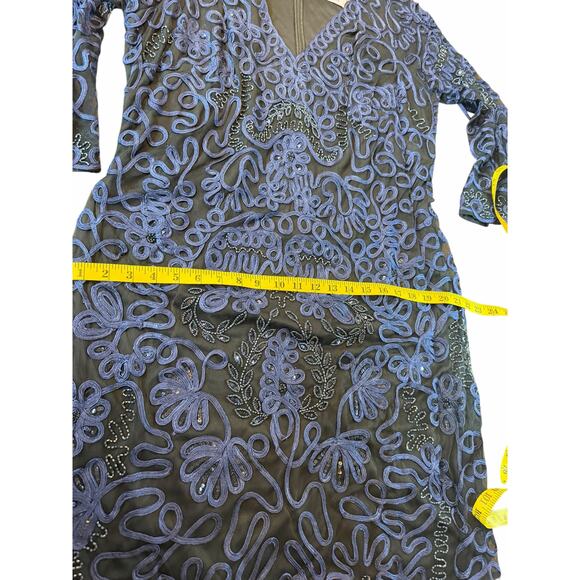 JS Collection Navy Embroidery Beaded Dress - Size 16W - Picture 9 of 16